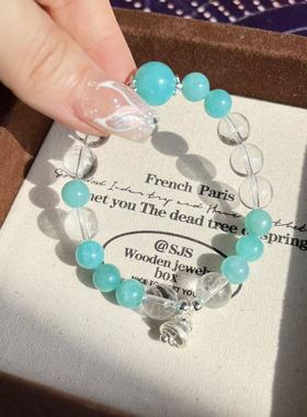 【天青等雨】天然天河石白水晶清新手串气质简约轻奢时尚高级百搭