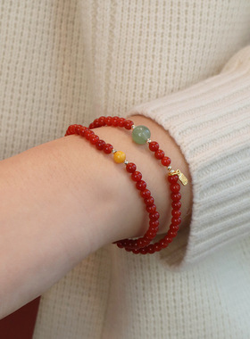 天然南红玛瑙手串双圈转运手链