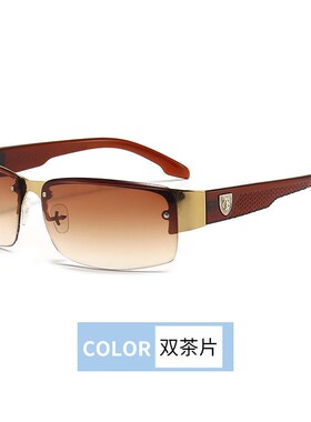 强光半框太阳镜户外方形遮阳炫酷帅气男潮防时尚新款眼镜大框墨镜