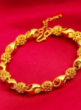 越南沙金仿黄金色爱心手链