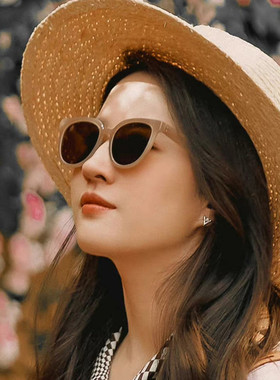 可配近视刘亦菲同款茶色墨镜女潮