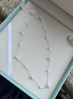 满天星4-7mm大小珍珠S925珍珠项链气质甜美法式小香风百搭锁骨链