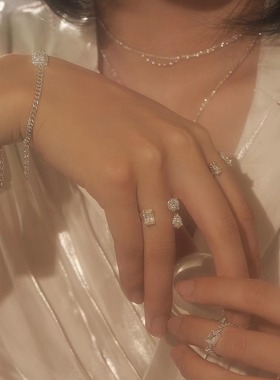 手工雕刻镶钻开口戒指余更寅同款