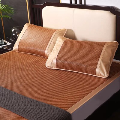 良品拾光丨中式编织藤凉席三件套夏季透气凉爽席子折叠床上用品-4