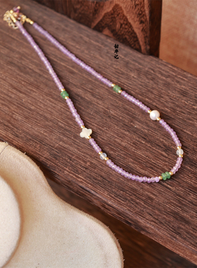 韶华记玉石贝母蝴蝶项链璎珞古风
