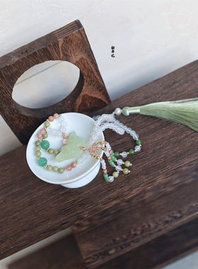 韶华记岫玉玛瑙蝴蝶女汉服璎珞