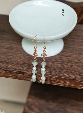 韶华记古风珍珠日常玉石璎珞耳环