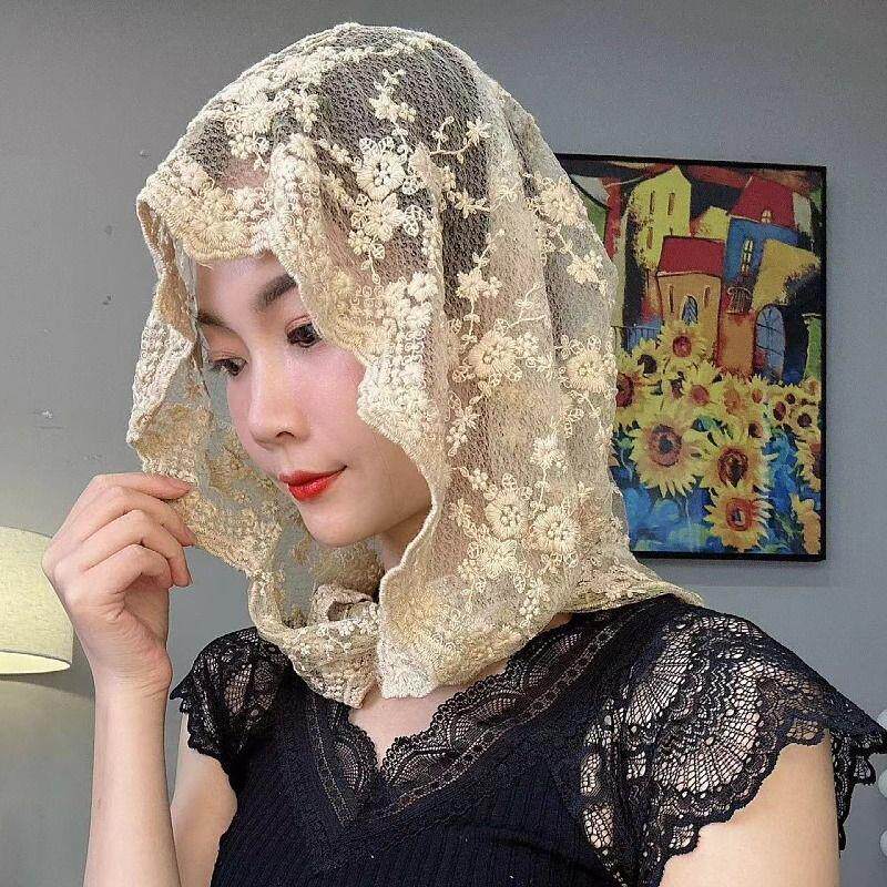 多用蕾丝帽夏季薄款防晒巾时尚春夏新款百搭刺绣围巾围脖网红爆款,淘宝优惠券,粉丝福利购,淘宝优惠卷