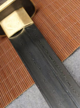 龙泉手工锻打26寸长款608花纹钢性能铜装花梨木环首唐刀未开刃