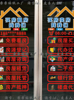 房产中介玻璃门贴纸租售项目广告