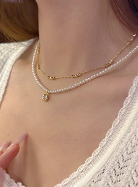 董卿同款澳白色施家珍珠耳环女轻奢绝美饰品经典水桶款耳扣耳饰