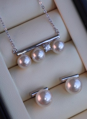 许诗晴同款通体纯银平衡木项链