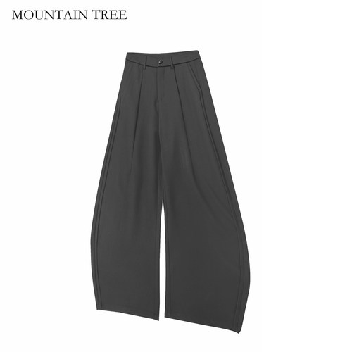 mountain tree弯刀裤立体剪裁阔腿双色西裤慵懒风纯色宽松休闲裤 - 图3