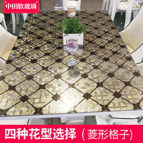 中田软玻璃水晶板3D印花台布花纹桌布加厚磨砂软玻璃茶几PVC桌垫 - 图0