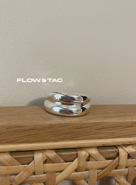 FLOWTAG女银欧美简约双圆弧戒指