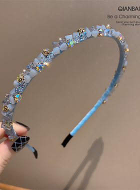 小清新浅蓝色水晶发箍头箍