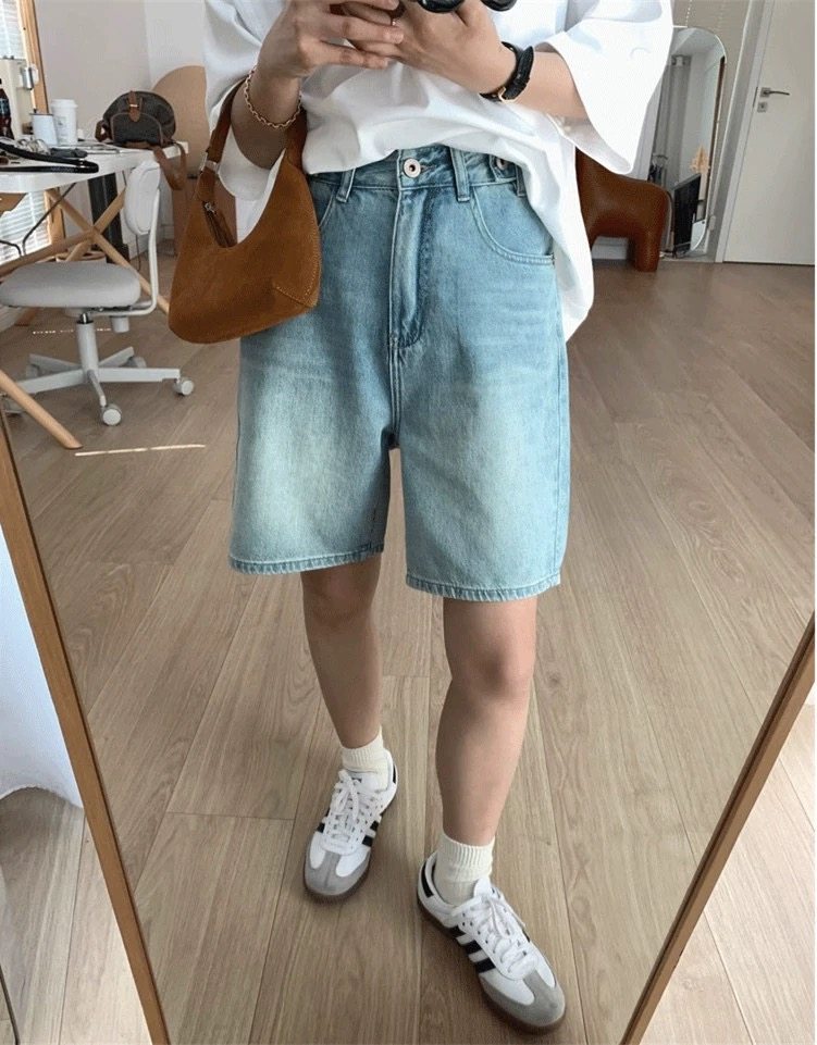 富尔大码定制女装肥妹妹mm高腰直筒牛仔短裤夏宽松显瘦阔腿五分裤,淘宝优惠券,粉丝福利购,淘宝优惠卷