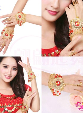 印度舞太阳花红宝蓝宝手镯