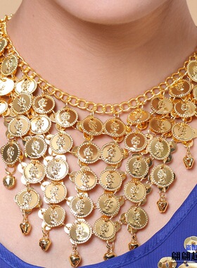 印度舞金色头饰项链50