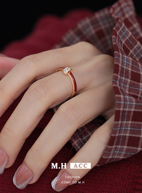 新款个性小众新年安可拉红色滴油