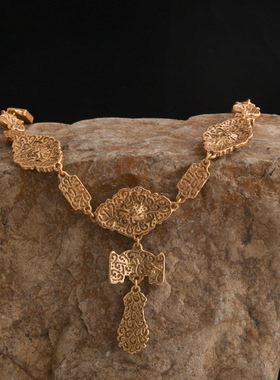 新款个性小众中古粉水晶镶钻首饰