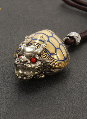 铜制招c财进宝龙龟解压手把件