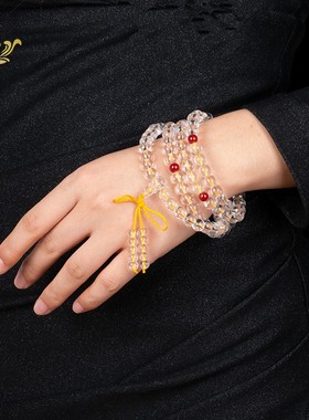 仿白水晶手链108颗佛珠珠串文玩