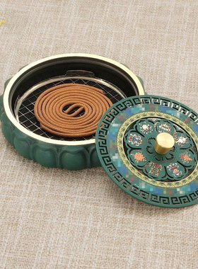 藏式八吉祥莲花镂空铜香薰炉