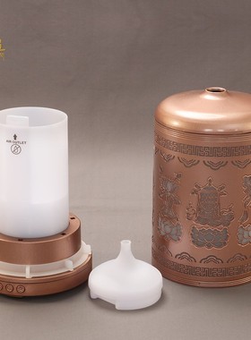 藏族转金筒香薰机自动喷香加湿器家用室内持久香氛摆件转筒转金轮