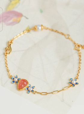 南宫女纯银南红新中式手链