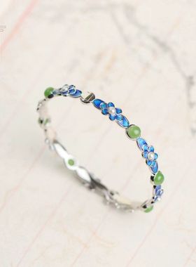 南宫新中式女纯银珐琅彩手镯