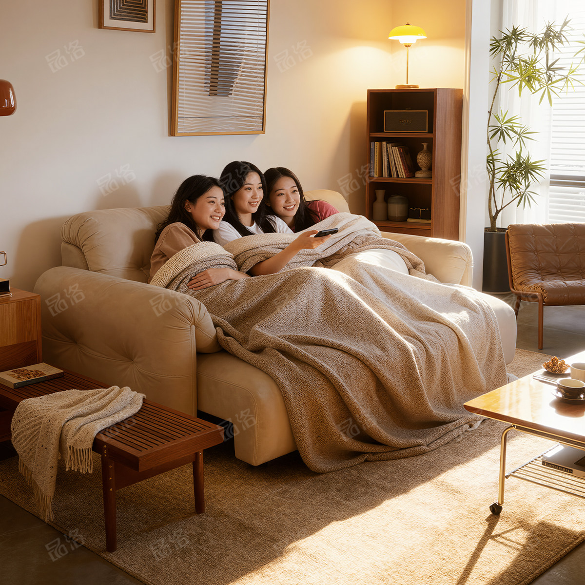 品洛云朵电动布艺沙发双人中古风小户型客厅猫抓布白色伸缩零靠墙,淘宝优惠券,粉丝福利购,淘宝优惠卷