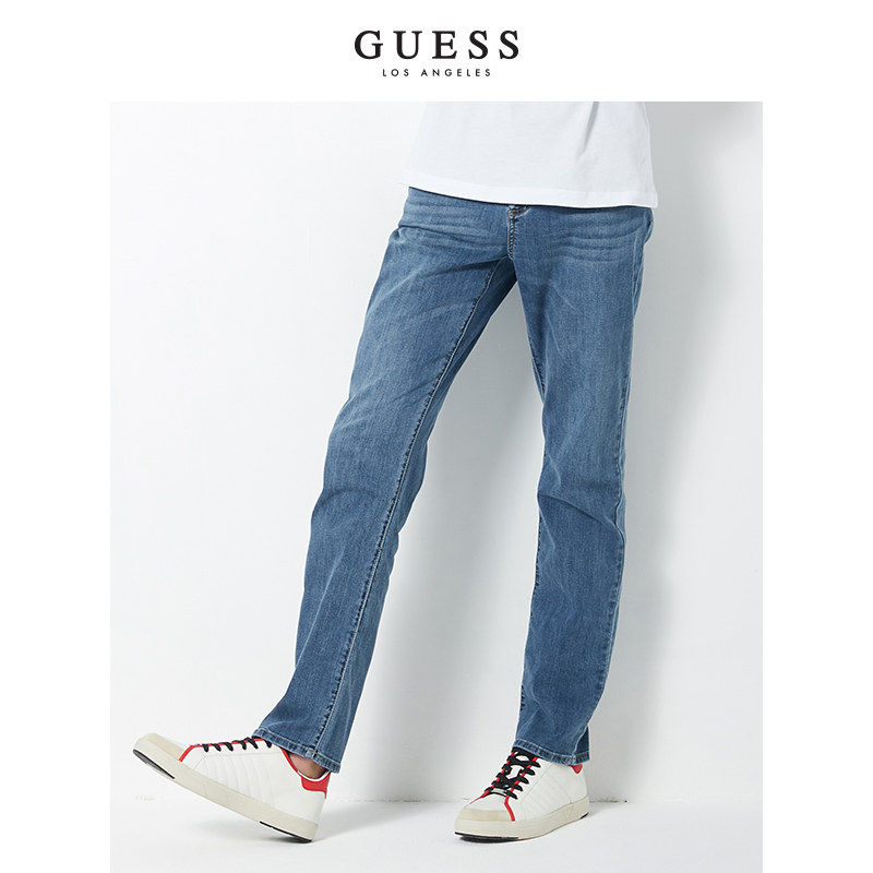 guess2020新款男士复古磨白长裤 guess牛仔裤