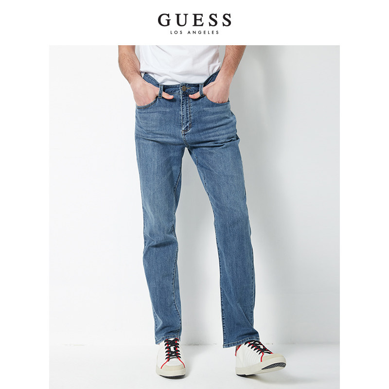 guess2020新款男士复古磨白长裤 guess牛仔裤