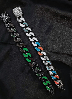 嘻哈镶钻古巴项链欧美男士复古