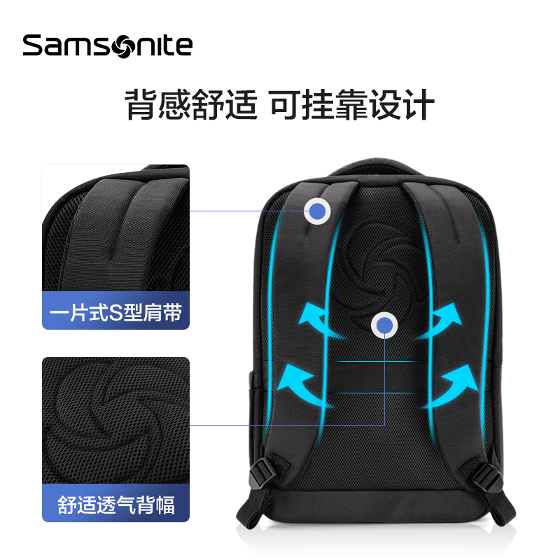 Samsonite/新秀丽双肩包男士商务电脑包大容量休闲通勤背包 NU4 - 图2