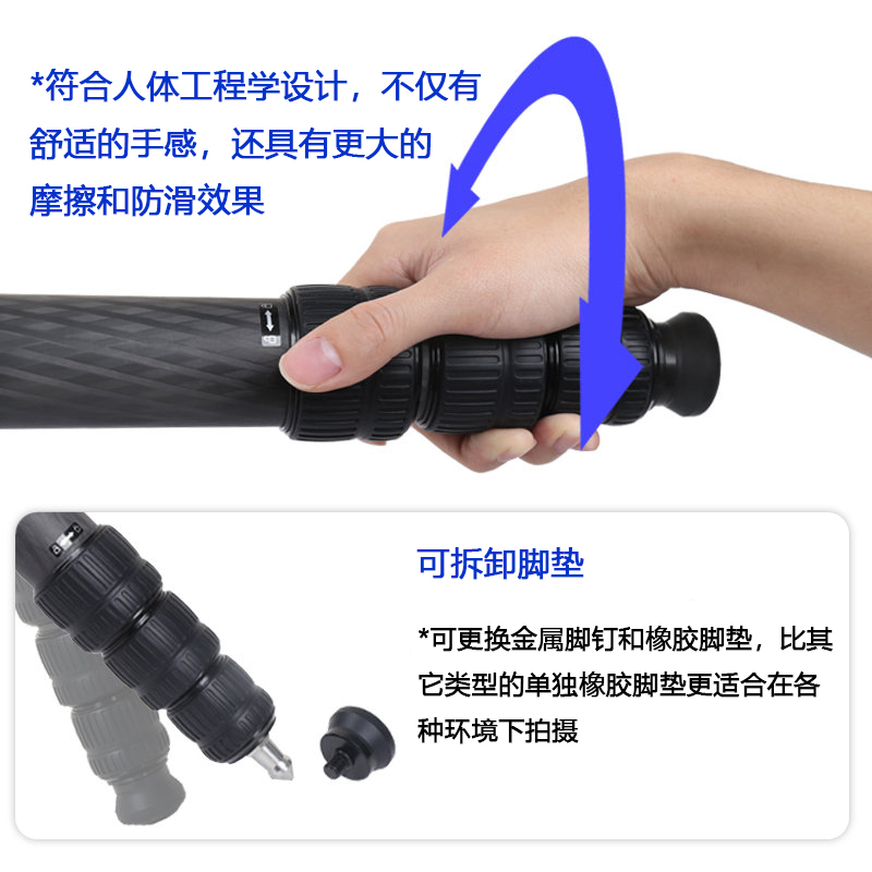 【2米超高】OBO欧栢V990L超高碳纤维三脚架承重50kg摄影摄像长焦打鸟42mm无中轴液压阻尼云台三角架