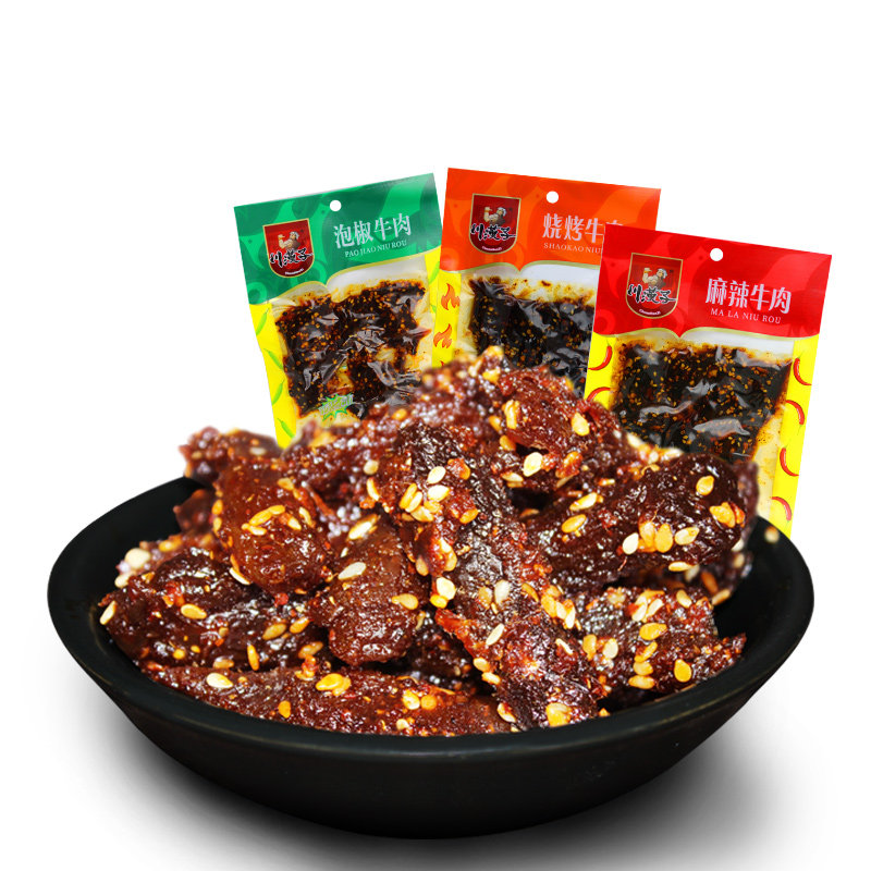 川汉子泡椒麻辣味50g*10袋牛肉干 成都康达食品牛肉类