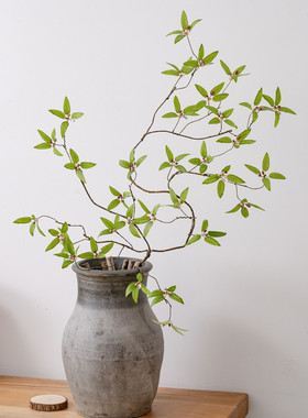 仿真中式绿色艺术树枝春芽花艺假花家居装饰品商场咖啡馆摆设插花