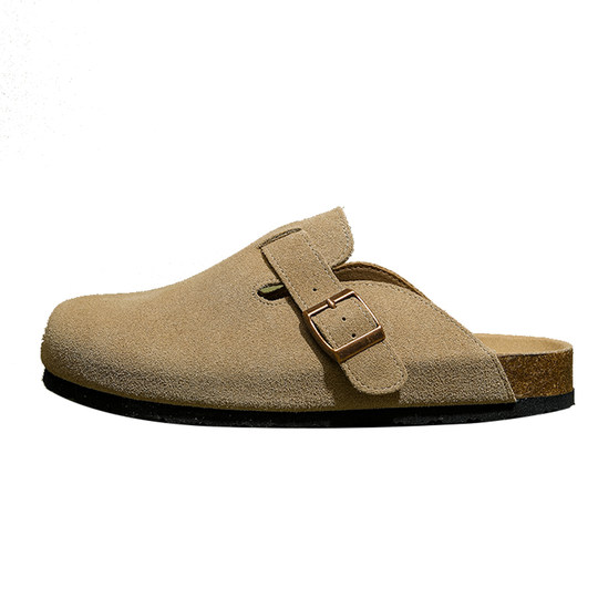 Precio por tiempo limitado 78! Zapatos Birkenstock de cuero genuino 2025 nuevas medias zapatillas Baotou para mujer ropa exterior de verano zapatos planos Birkenstock para hombres