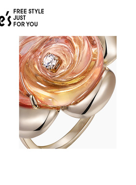 shes茜子轻简循迹时尚通透树脂花朵戒指女小众设计轻奢高级感指环