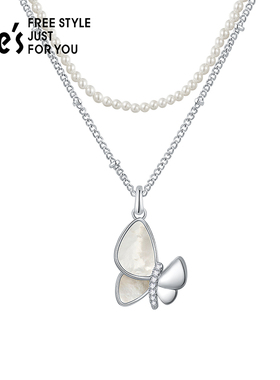 she’s双层叠戴蝴蝶项链