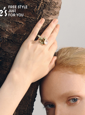 shes巴比耶滴油叶片珍珠指环