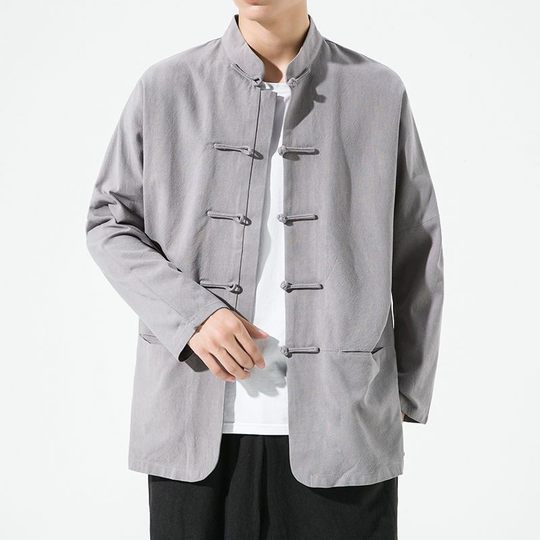 Spring and autumn cotton linen retro casual Tang jacket for men