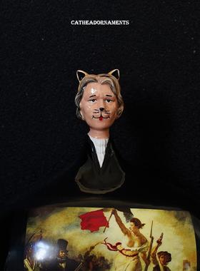 自由引导人民画作猫人摆件