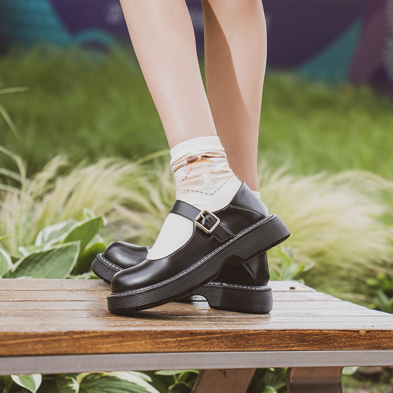 伯爵猫真皮玛丽珍鞋女夏季 制服鞋日系复古学院风圆头厚底小皮鞋 jk 伯爵猫真皮玛丽珍鞋女夏季 制服鞋日系复古学院风圆头厚底小皮鞋 jk