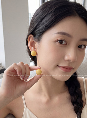 彩色圆形豆豆耳钉女多巴胺糖果色高级感耳环2026新款爆款夏季耳饰