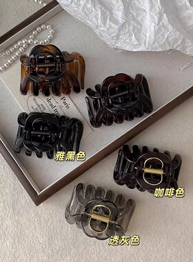 发量多入~高级感中号南瓜抓夹女小众设计后脑勺盘发抓夹鲨鱼夹子
