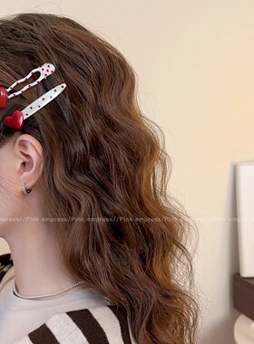 红色波点爱心鸭嘴夹发夹女前额刘海夹可爱侧边碎发小夹子头饰发卡