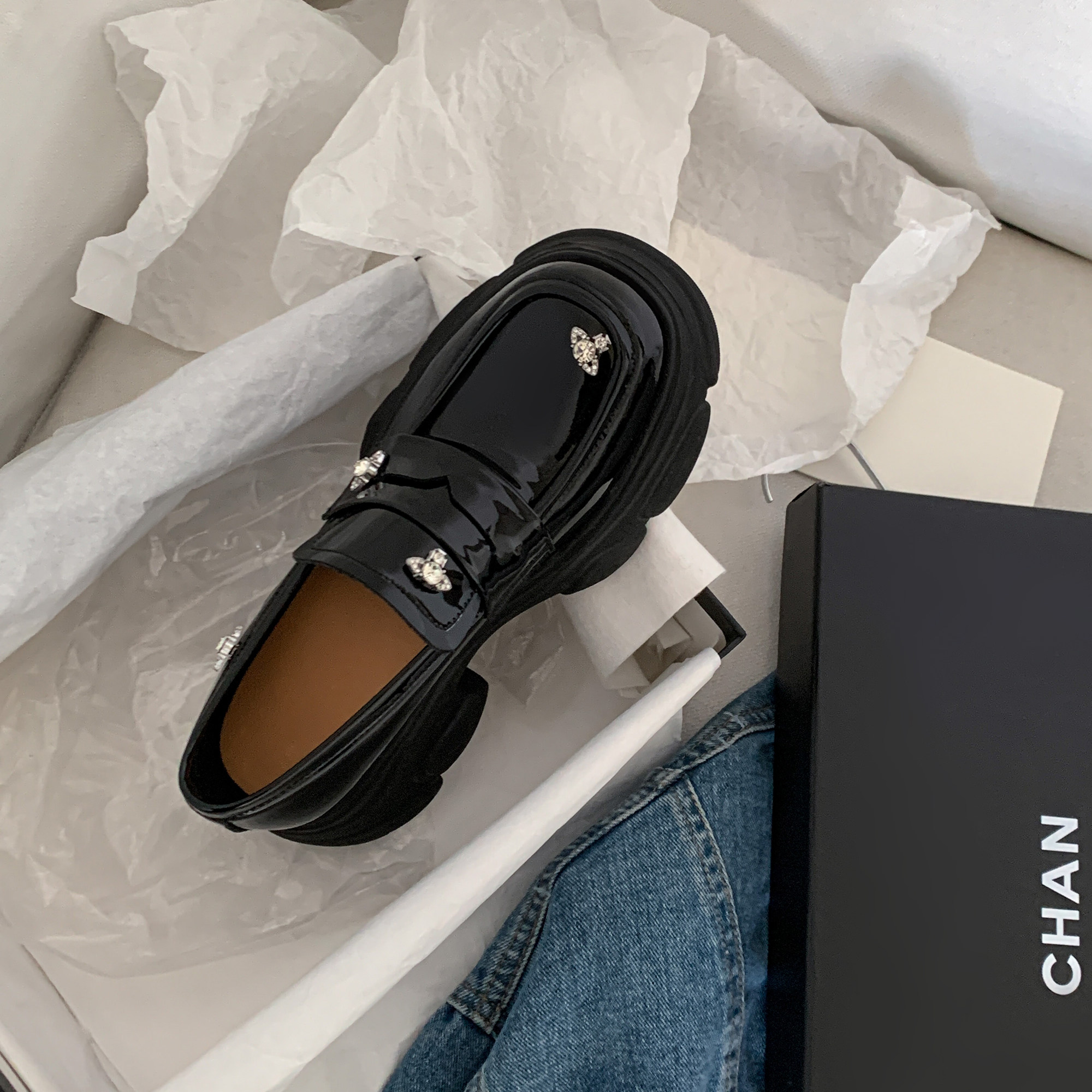 圆圆妈2026春季时尚单鞋水钻套脚乐福鞋舒适休闲厚底松糕鞋女鞋子,淘宝优惠券,粉丝福利购,淘宝优惠卷